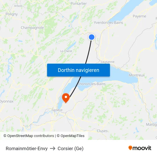 Romainmôtier-Envy to Corsier (Ge) map
