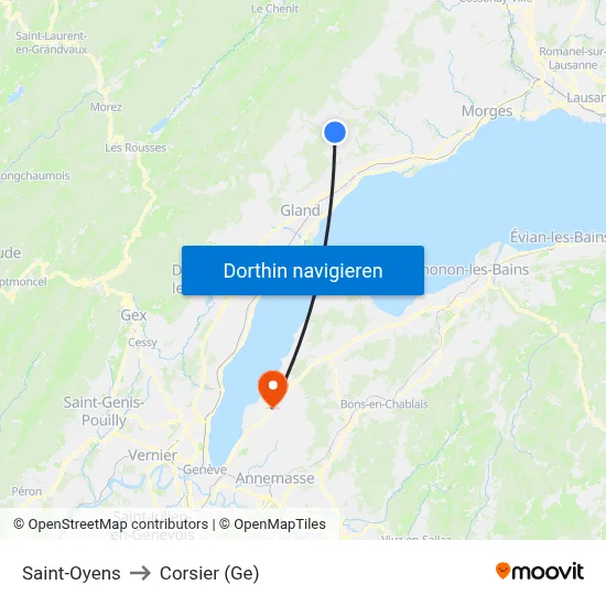 Saint-Oyens to Corsier (Ge) map
