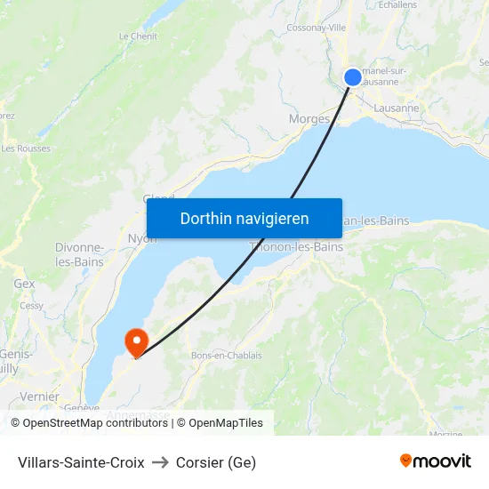 Villars-Sainte-Croix to Corsier (Ge) map