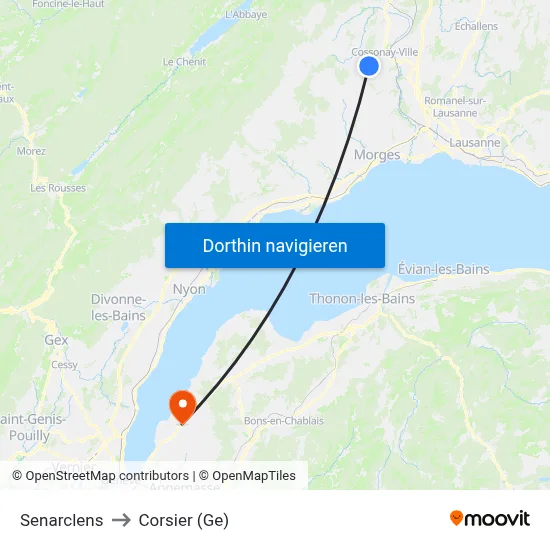 Senarclens to Corsier (Ge) map