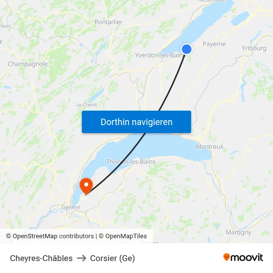 Cheyres-Châbles to Corsier (Ge) map