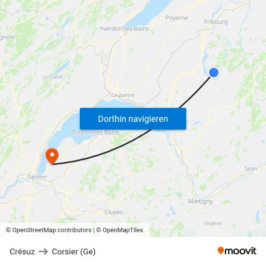 Crésuz to Corsier (Ge) map