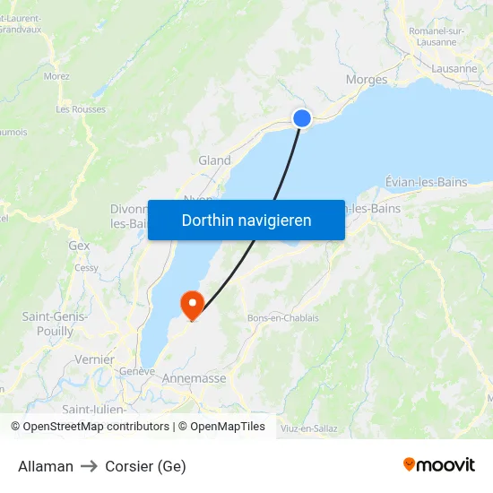 Allaman to Corsier (Ge) map
