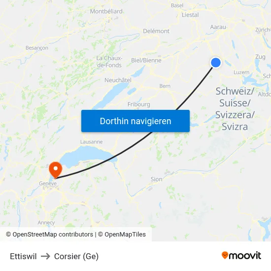 Ettiswil to Corsier (Ge) map