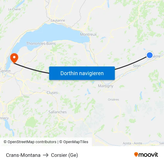 Crans-Montana to Corsier (Ge) map