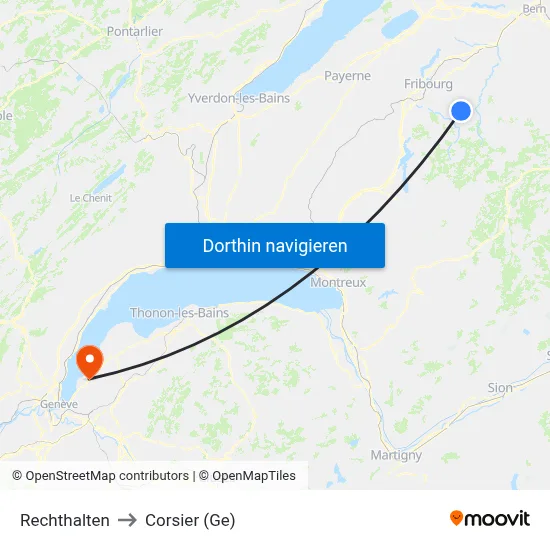 Rechthalten to Corsier (Ge) map