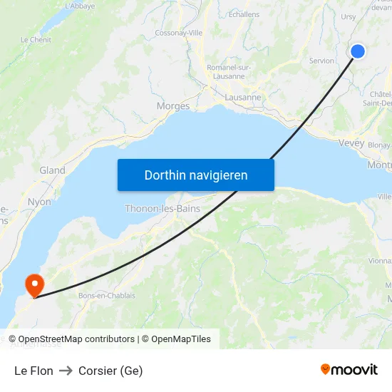 Le Flon to Corsier (Ge) map