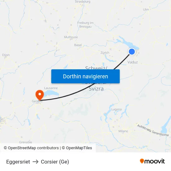 Eggersriet to Corsier (Ge) map