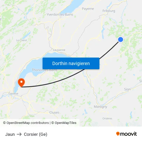 Jaun to Corsier (Ge) map