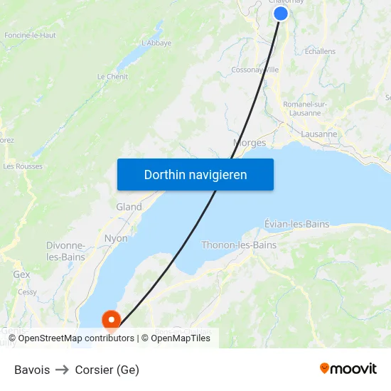 Bavois to Corsier (Ge) map