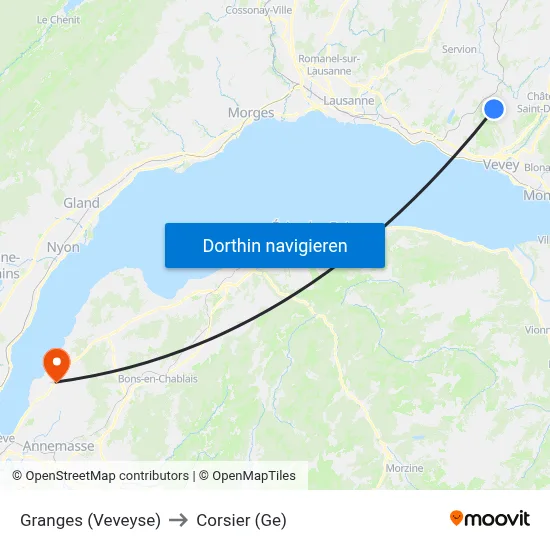 Granges (Veveyse) to Corsier (Ge) map