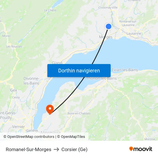 Romanel-Sur-Morges to Corsier (Ge) map