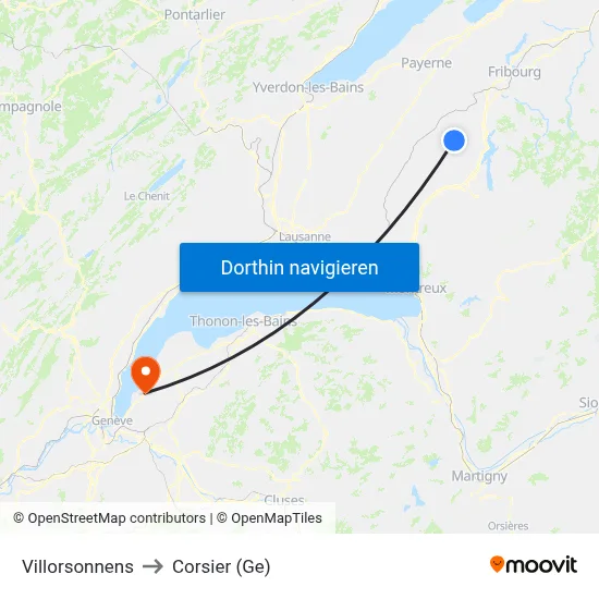 Villorsonnens to Corsier (Ge) map