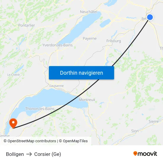 Bolligen to Corsier (Ge) map