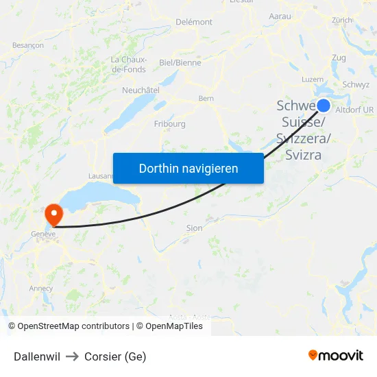 Dallenwil to Corsier (Ge) map