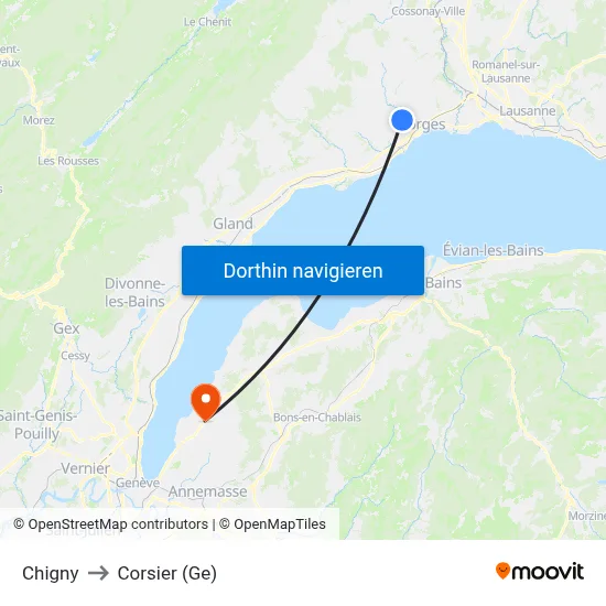 Chigny to Corsier (Ge) map