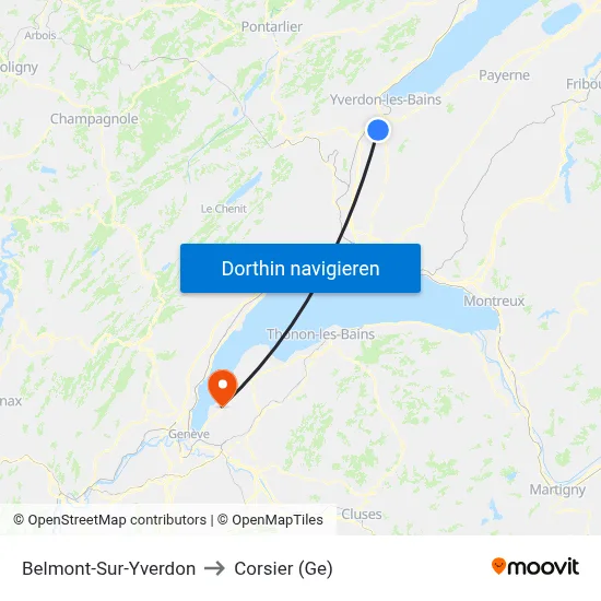 Belmont-Sur-Yverdon to Corsier (Ge) map