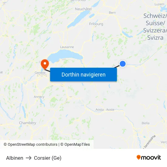 Albinen to Corsier (Ge) map