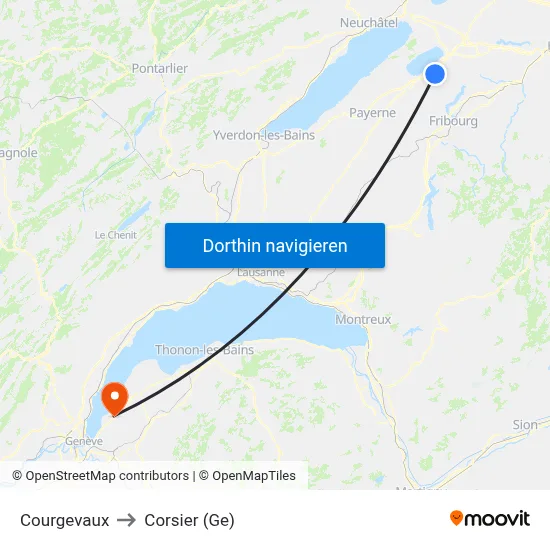 Courgevaux to Corsier (Ge) map