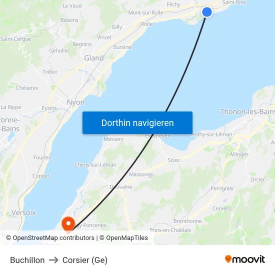 Buchillon to Corsier (Ge) map