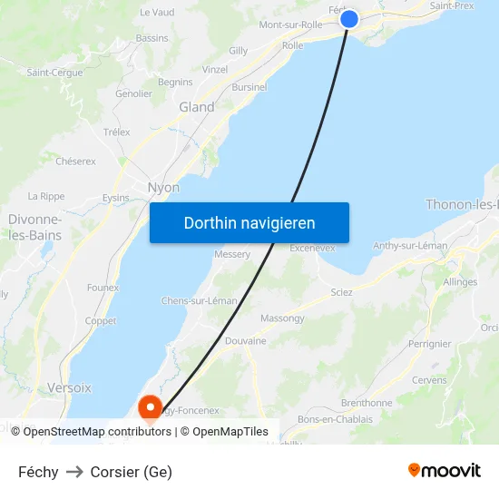 Féchy to Corsier (Ge) map