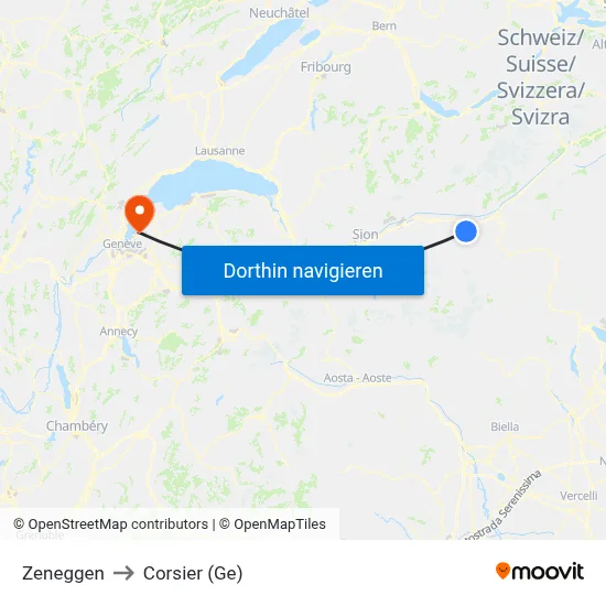 Zeneggen to Corsier (Ge) map