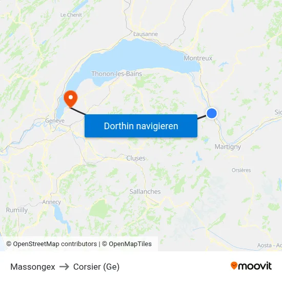 Massongex to Corsier (Ge) map