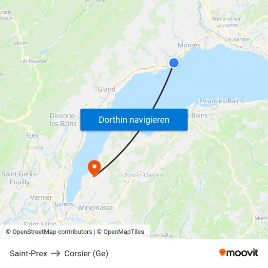 Saint-Prex to Corsier (Ge) map