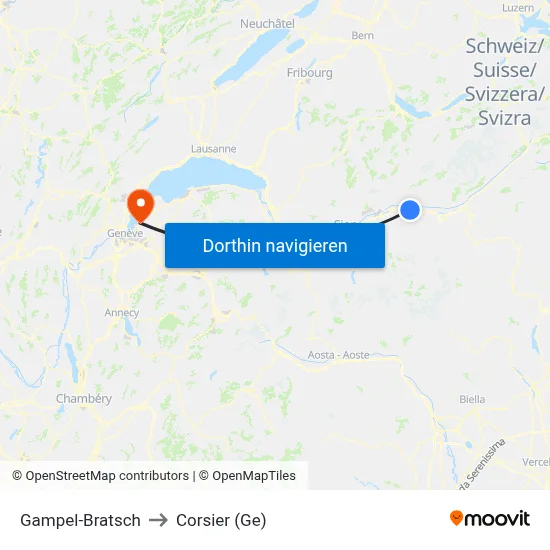 Gampel-Bratsch to Corsier (Ge) map
