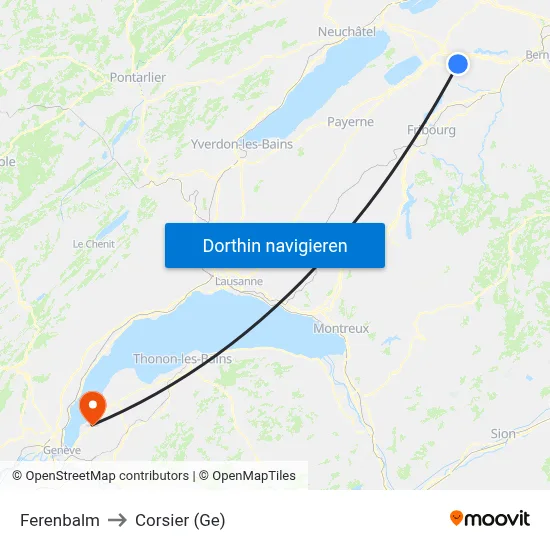 Ferenbalm to Corsier (Ge) map
