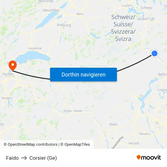 Faido to Corsier (Ge) map