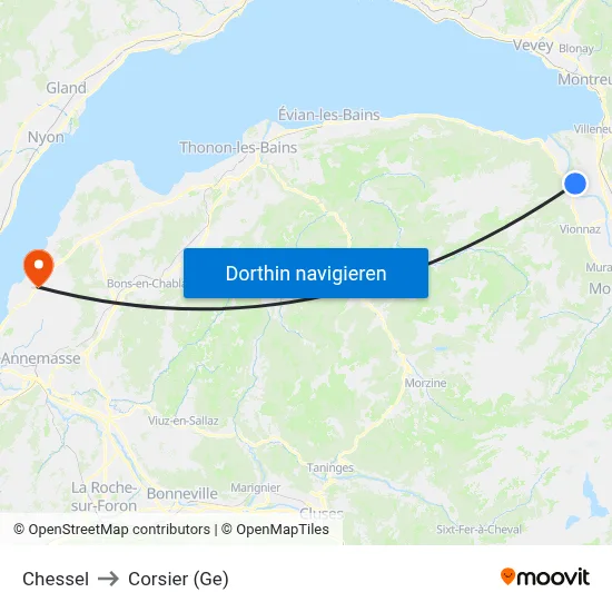 Chessel to Corsier (Ge) map
