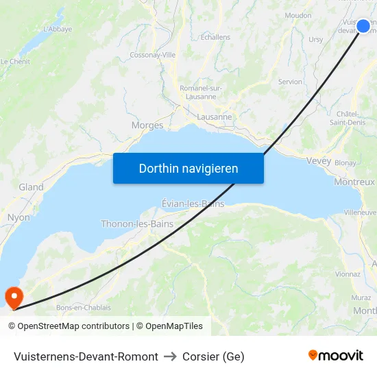 Vuisternens-Devant-Romont to Corsier (Ge) map