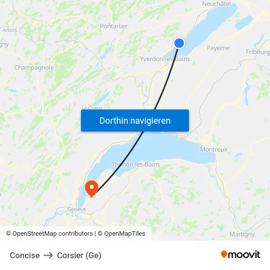 Concise to Corsier (Ge) map