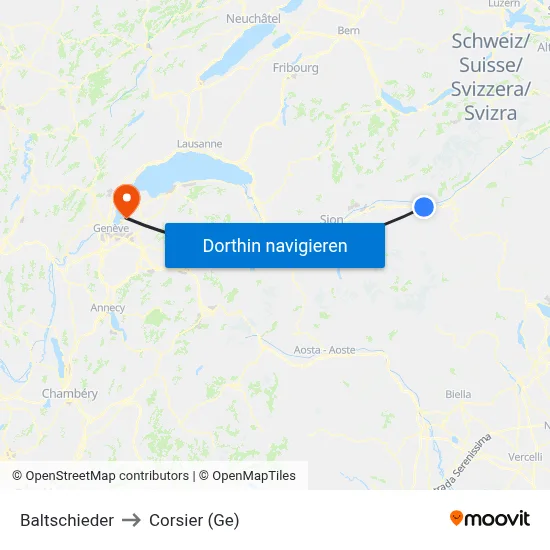 Baltschieder to Corsier (Ge) map