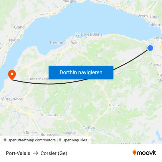 Port-Valais to Corsier (Ge) map