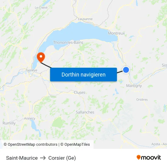 Saint-Maurice to Corsier (Ge) map