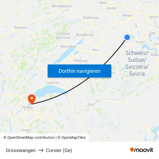 Grosswangen to Corsier (Ge) map