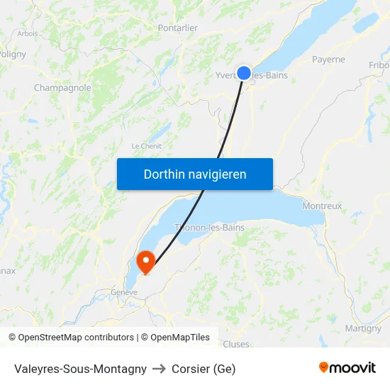 Valeyres-Sous-Montagny to Corsier (Ge) map
