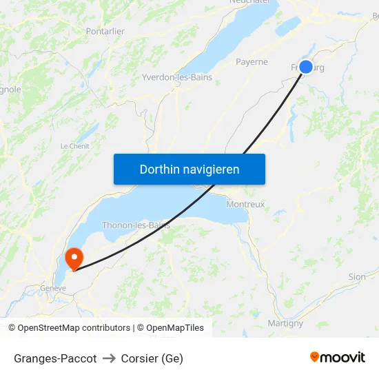 Granges-Paccot to Corsier (Ge) map