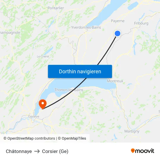 Châtonnaye to Corsier (Ge) map