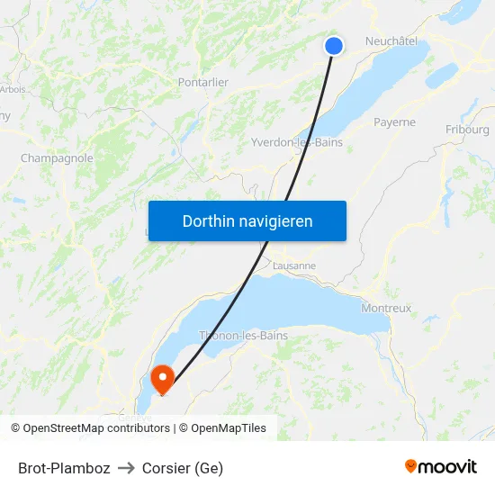 Brot-Plamboz to Corsier (Ge) map