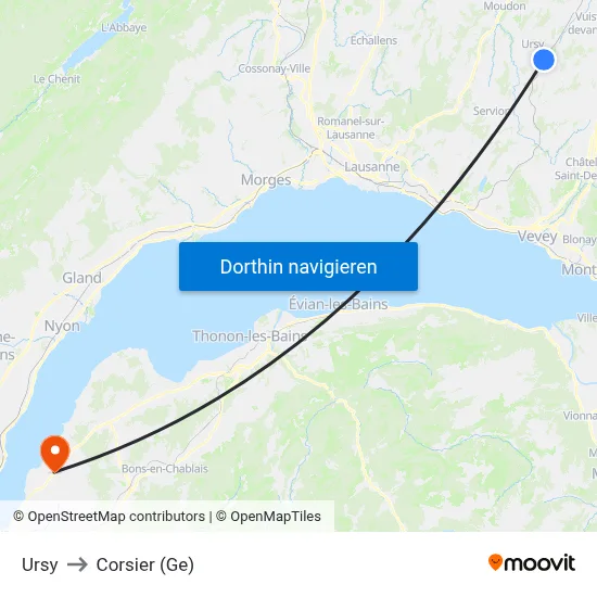 Ursy to Corsier (Ge) map