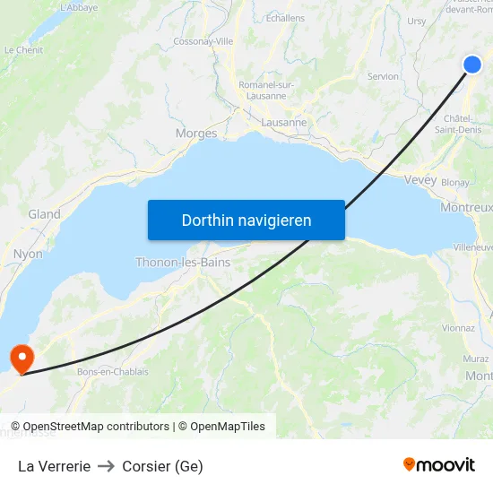 La Verrerie to Corsier (Ge) map