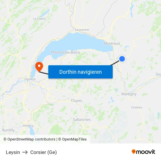 Leysin to Corsier (Ge) map