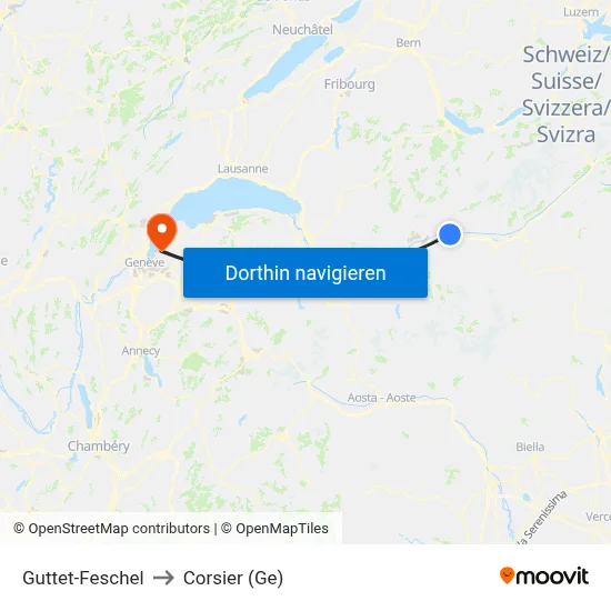 Guttet-Feschel to Corsier (Ge) map