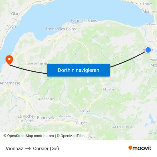 Vionnaz to Corsier (Ge) map