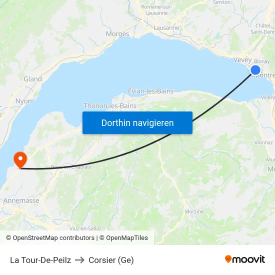 La Tour-De-Peilz to Corsier (Ge) map
