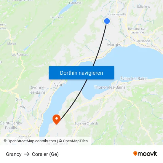 Grancy to Corsier (Ge) map
