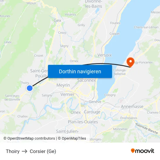 Thoiry to Corsier (Ge) map